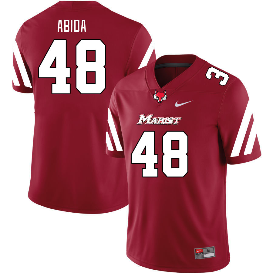 Men-Youth #48 Noah Abida Marist Red Foxes 2023 College Football Jerseys Stitched-Red